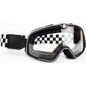 GAFAS RETRO MOTO CINTA NEGRO BLANCO PANTALLA TRANSPARENTE - Bild 1 von 5