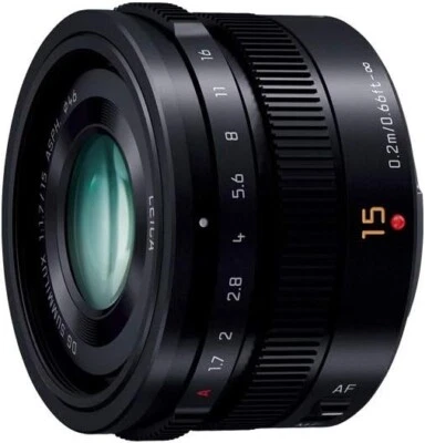 Panasonic H-X015-K BLACK LUMIX G LEICA DG SUMMILUX 15mm /F1.7 ASPH. NEW - Image 1 of 3
