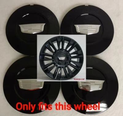 CENTER CAPS FOR CADILLAC ESCALADE PLATINUM 2015 & UP GLOSS BLACK (4 PIECES) - Image 1 of 2