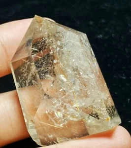 RARO! Cristallo di quarzo rutilato capelli dorati trasparenti naturali esemplare punto amore - Foto 1 di 7