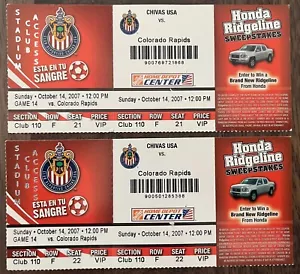 (2) 2007 CHIVAS EE. UU. vs Colorado RAPIDS MLS BOLETOS completos Home Depot LA SOCCER - Imagen 1 de 2