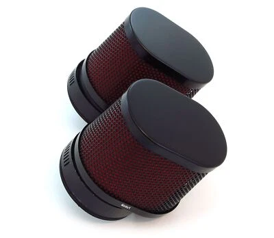 2 Pack Universal Black Red High Flow Oval Air Filter 50mm Motorcycle ATV Scooter - Image 1 of 4