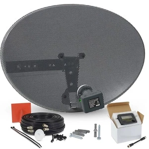Zone 1 60cm Satellite Dish & 2 Way Twin Lnb + 50m Black Twin Cable & Sat Finder - Picture 1 of 13