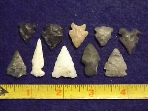10 Central & West Texas Bird Point Arrowheads, Indian Artifacts FREE SHIPPING X3 - Picture 1 of 4
