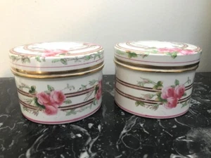 Set von 19. Jh. SELTENE Minton Porzellan Schmuck Schachteln vergoldet mit Rosen - Bild 1 von 12