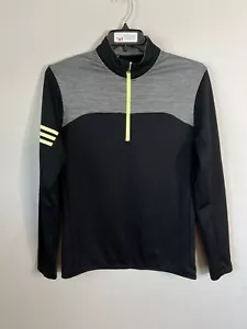 Adidas Golf Sweater Mens Small Black Polyester 1/4 Zip Pull Over - Picture 1 of 4