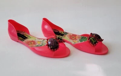 NEW STEVEN By Steve Madden D'Orsay Jelly Pink Open Toe Flats NWT 10M - Image 1 of 4