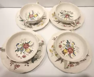 Copeland Spode Gainsborough Flat Cream Soup Cup & Saucer Set (4) - Picture 1 of 3