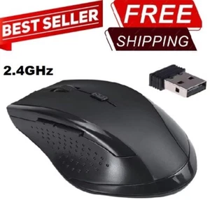 Wireless 2.4GHz Optical Mouse Mice & USB Receiver For PC Laptop Monitor Computer - Picture 1 of 7