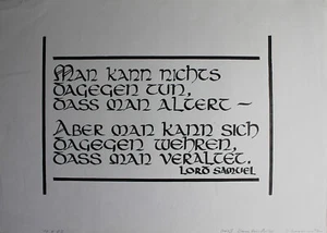 Undeutlich signiert - Lord Samuel (1983). Handsignierte Bambusfeder-Zeichnung. - Picture 1 of 4