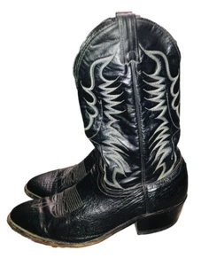 ABILENE USA Cowboy Boots Men’s 10.5 Black Western Embroidered Leather Biker - Picture 1 of 11