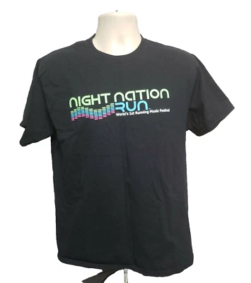 Night Nation Run Worlds 1st Running Music Festival Adult Medium Black TShirt - Image 1 of 4