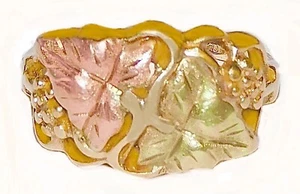 Black Hills Gold 10k Landstrom’s  Wide Band Leaves Ring Size 8 1/4 - Picture 1 of 6