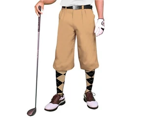 Golf Knickers Khaki Microfiber (Plus Fours) for Men, Sizes 22-60 - Picture 1 of 9