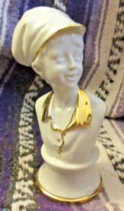 Busto statuina ragazzo italiano porcellana Capodimonte vintage bordo oro 7" Italia - Foto 1 di 7