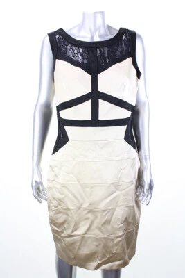 Vestido Vaina Jax Champagne Sin Mangas con Inserción de Encaje 12* Foto 1 de 2