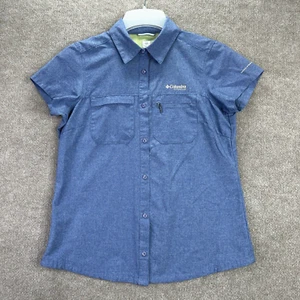 Columbia Titanium Shirt Womens M Blue Vented Mesh Zip Pockets Omni Freeze Zero - Picture 1 of 13