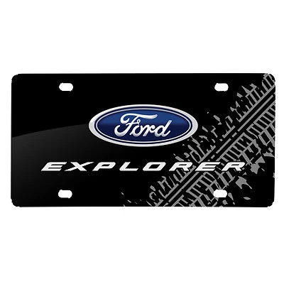 Placa de matrícula acrílica negra gráfica con doble logotipo Ford Explorer Foto 1 de 4