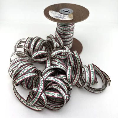 Crabtree & Evelyn Green Red White 1/2" Double Sided Ribbon Large Spool 50++ Feet - Image 1 of 4