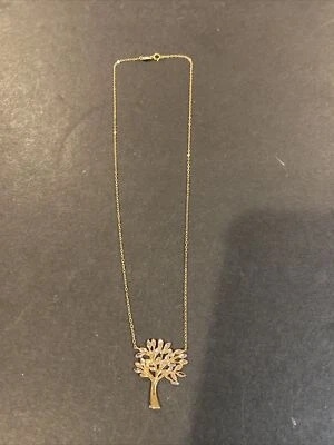 Signed RL 10K Gold Yellow White Gold Tree Necklace - Image 1 of 4