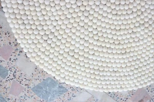 300 cm Cream Wool Felt, Ball Rug, Room Felt, Ball Carpet, Room Felt, Carpet Felt - Picture 1 of 8