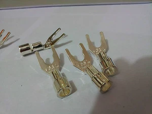 4x Conector de terminal CMC de pala de cable de altavoz plateado cobre puro - Imagen 1 de 1