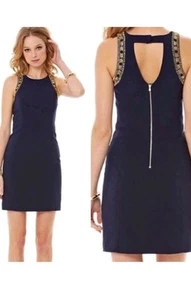 NWOT Sz 8 Lilly Pulitzer Chrissy Sheath Dress, Navy w/ Gold Beading, Sleeveless - Picture 1 of 10