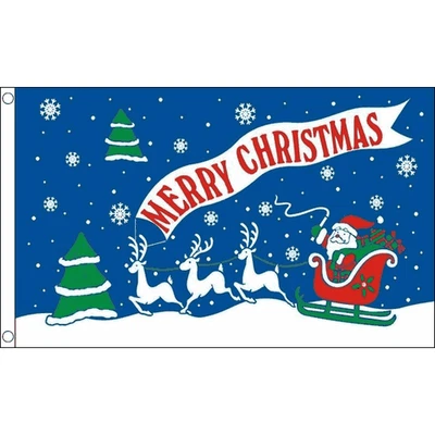 Merry Christmas Blue Small 3ft x 2ft (90 x 60cm) Polyester Flag *SALE PRICE* - Image 1 of 4