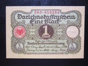 1920 GERMANY 1 MARK UNC BANKNOTE ANTIQUE UNCIRCULATED 105 Years Old Note - Picture 1 of 2