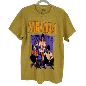 Camiseta Nirvana Grunge con Licencia Oficial Amarilla Lavada Ácida Grande Estilo Vintage - Imagen 1 de 5