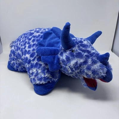 2011 My Pillow Pets dinossauro tricerátopo brinquedo de pelúcia 27” azul aposentado - Imagem 1 de 4