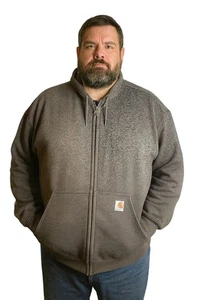 Carhart Rain Defender Men's Gray Heavyweight Full-Zip Hooded Sweatshirt 2XL - Picture 1 of 13