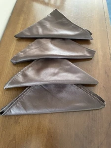 Four 17” Chocolate Satin Dinner Napkins - Picture 1 of 3