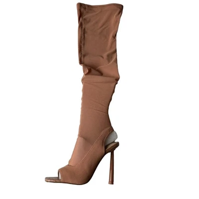 Женские сапоги Steve Madden модель Beverley Blush Mesh Nude высотой выше колена размер 6,5 - Изображение 1 из 4