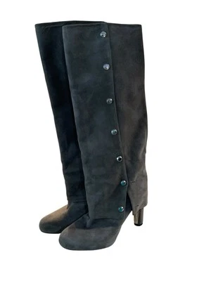 Stuart Weitzman Suede Spats Button Boot Tan Tall Heel Size 6.5 - Image 1 of 4