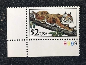 1990USA #2482 $2.00 Bobcat - Plate (#9999) Number Single Mint NH - Picture 1 of 1