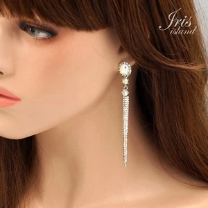 Pendientes colgantes largos de plata 01390 de cristal Aurora AB estrás boda de graduación - Imagen 1 de 5