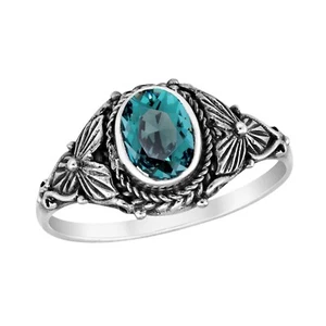 Anillo de plata esterlina ovalado de circonia cúbica de zirconia de jardín de flores brillantes-6 - Imagen 1 de 5