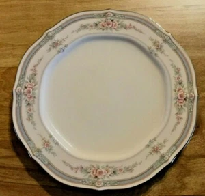 9 placas de ensalada patrón Noritake Rothschild marfil 7293 adorno platino Japón - Imagen 1 de 5