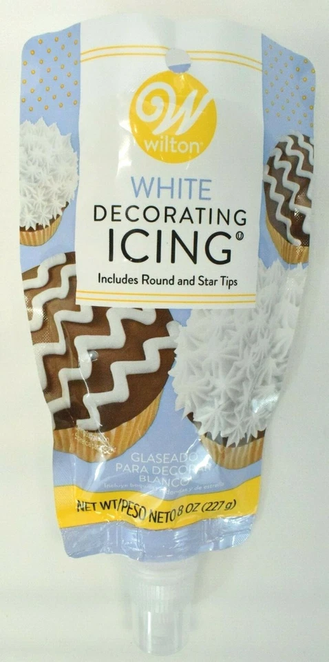 Wilton White Decorating Icing With Round & Star Tips 8 Oz