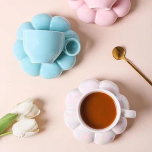 Coffee Cup and Sunflower Coaster with Handle Nonslip Ceramic Dishwasher Washable - Picture 1 of 13