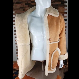 Shearling Coat Hand Made Vintage Mens L Womens XL - Picture 1 of 18