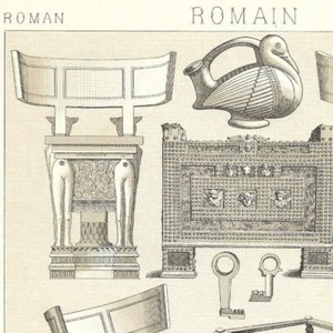 Romain - Objets mobiliers - Gravure de presse 1888 - Picture 1 of 3