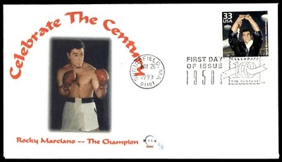 1999 FDC Rocky Marciano Celebrate the Century WILE Cachet - Imagem 1 de 2