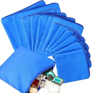 12Pcs Zippered Jewelry Storage Bags Anti Tarnish Silver Protection Cloth Pouches - Picture 1 of 7
