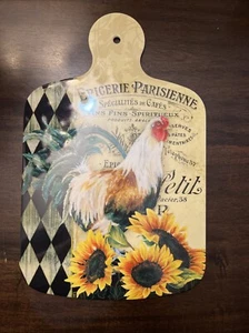 Rooster Cutting Board With Flowers Decorative. 100% Melamine Dishwasher Safe - Picture 1 of 3