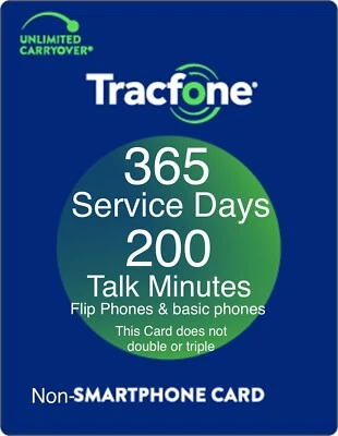 TracFone 1 Year 365 Plus 200 Talk Minutes For Flip Phones & Basic Phones - Image 1 of 3