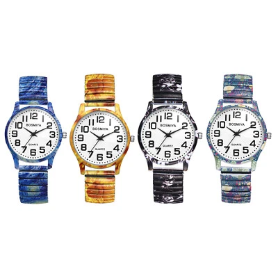 女士易于阅读石英弹性腕表梵高星空印花礼物 — 第 1/2 张图片