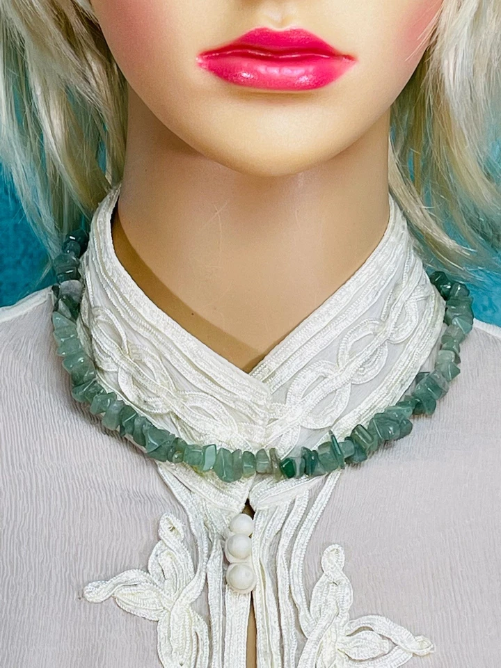 18” Genuine Aventurine Choker Necklace Artisan Made NEW w/Barrel Clasp - Image 1 of 4