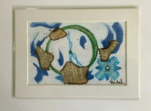 Signed Matted Original Colored Ink Artwork 4"x 6" plastic sleeve lori clark GIFT - Picture 1 of 6